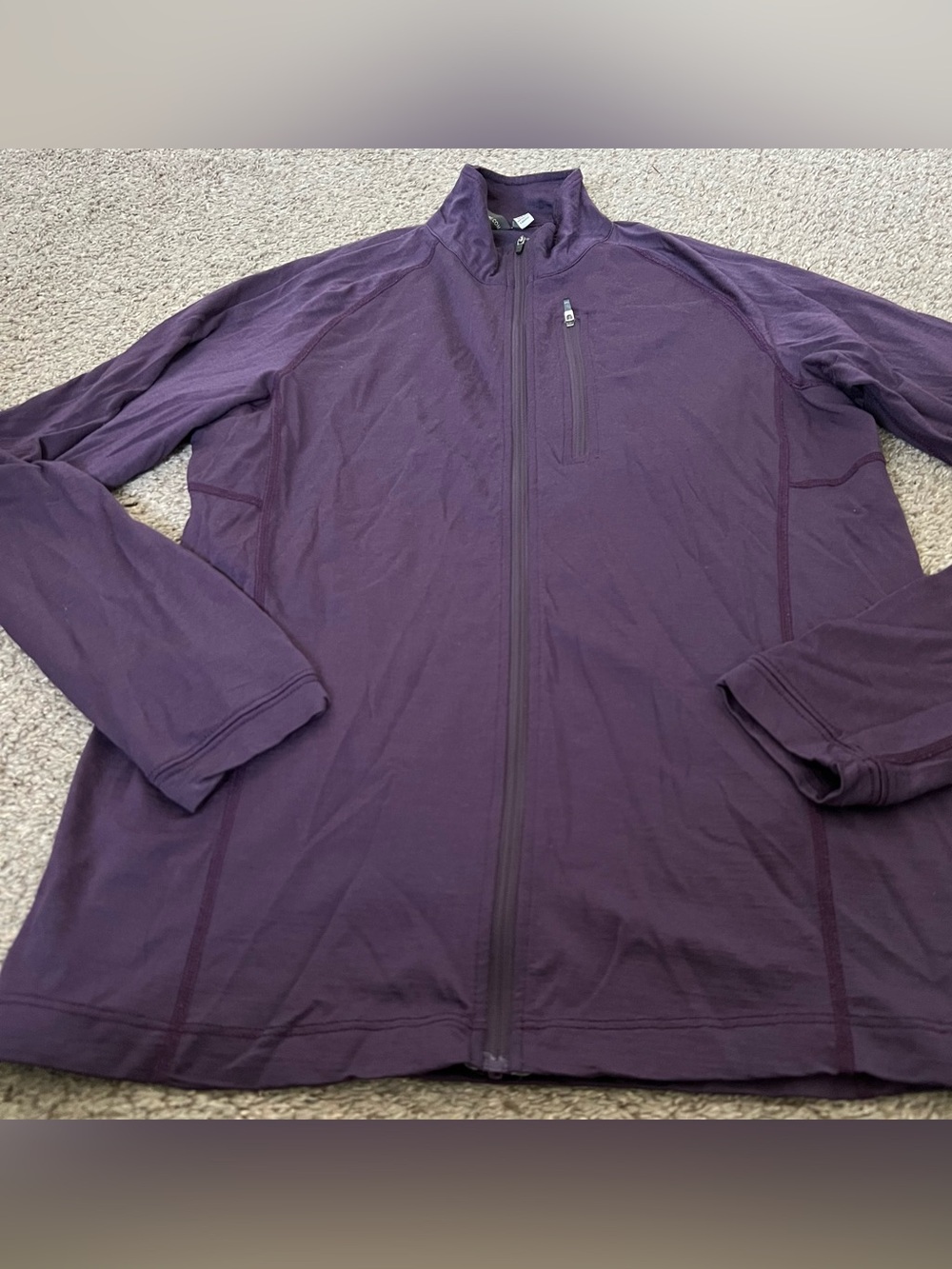 ibex Men's  100% Merino Wool Lightweight Full-Zip Jacket - Deep Purple Size Med